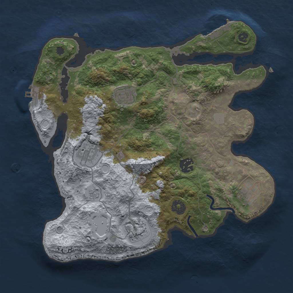 Rust Map: Procedural Map, Size: 3000, Seed: 24543, 11 Monuments