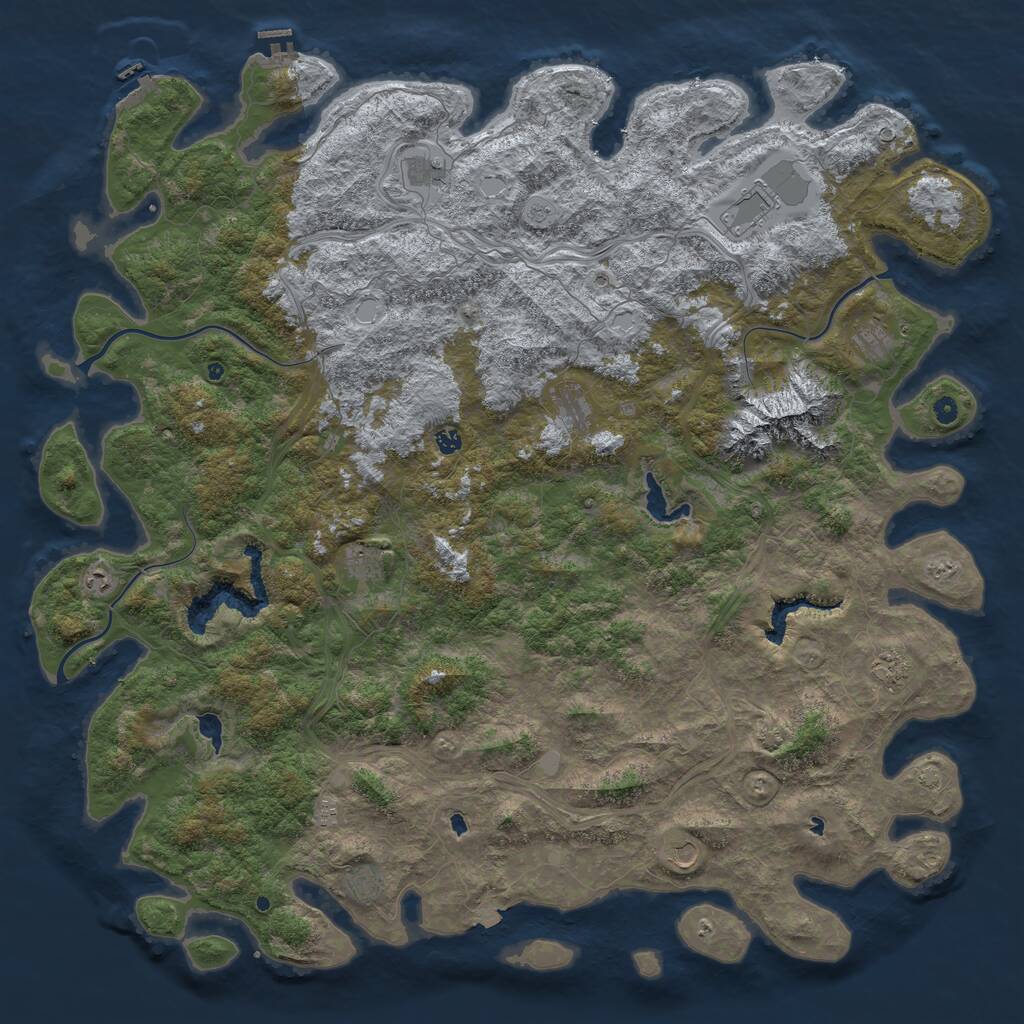 Rust Map: Procedural Map, Size: 6000, Seed: 1274374494, 17 Monuments