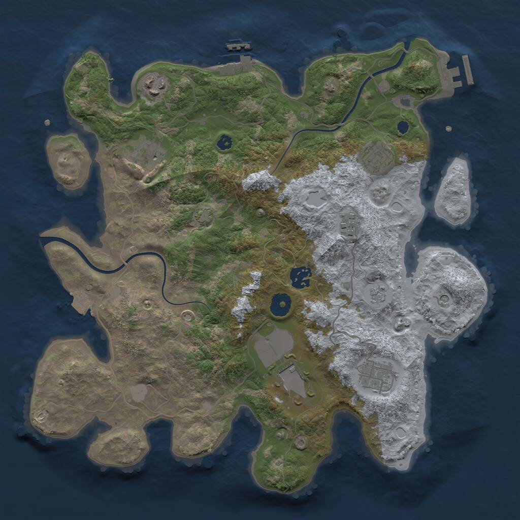 Rust Map: Procedural Map, Size: 3500, Seed: 1467041747, 13 Monuments