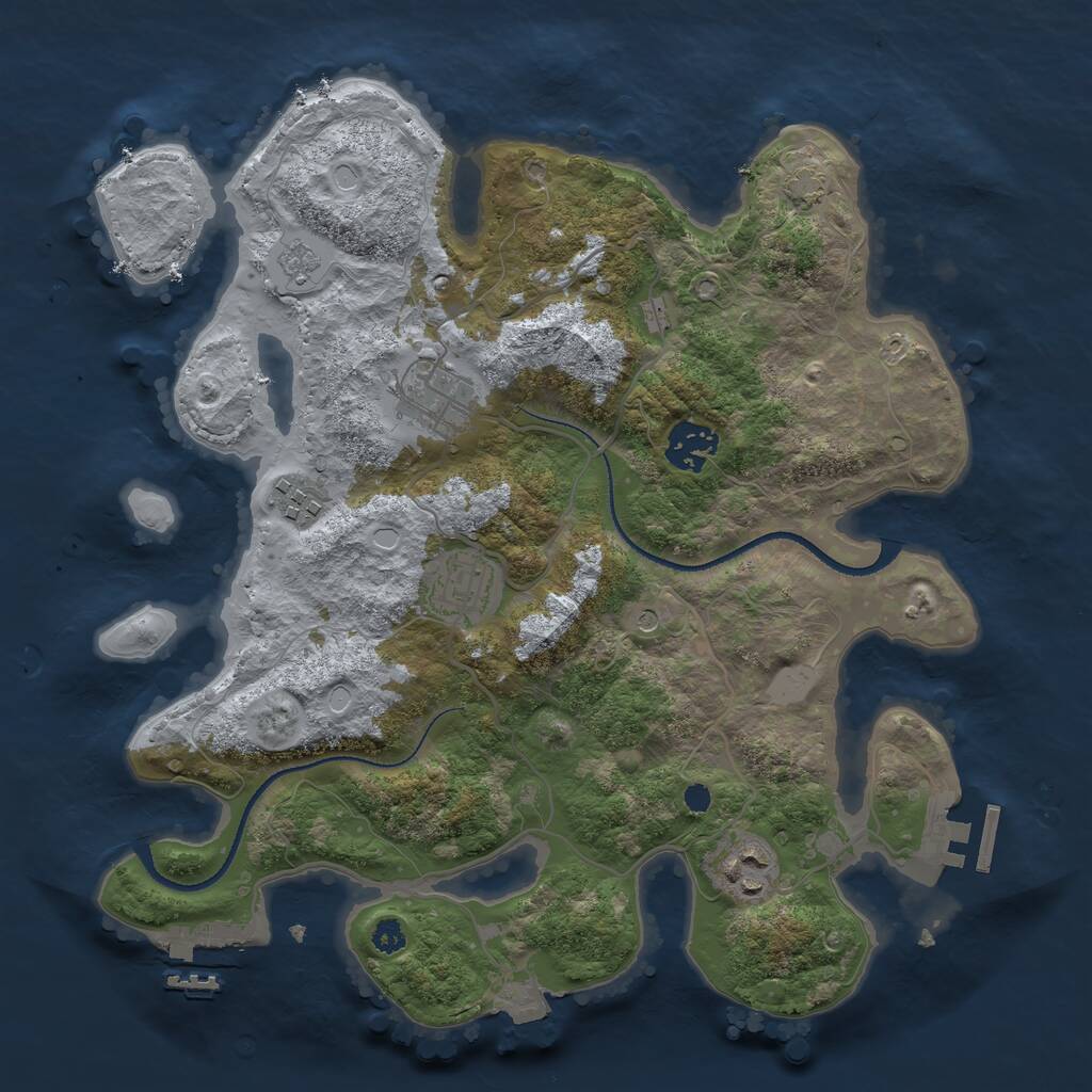 Rust Map: Procedural Map, Size: 3250, Seed: 142130, 11 Monuments