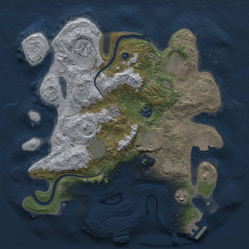 Rust Map: Procedural Map, Size: 3250, Seed: 142130, 13 Monuments