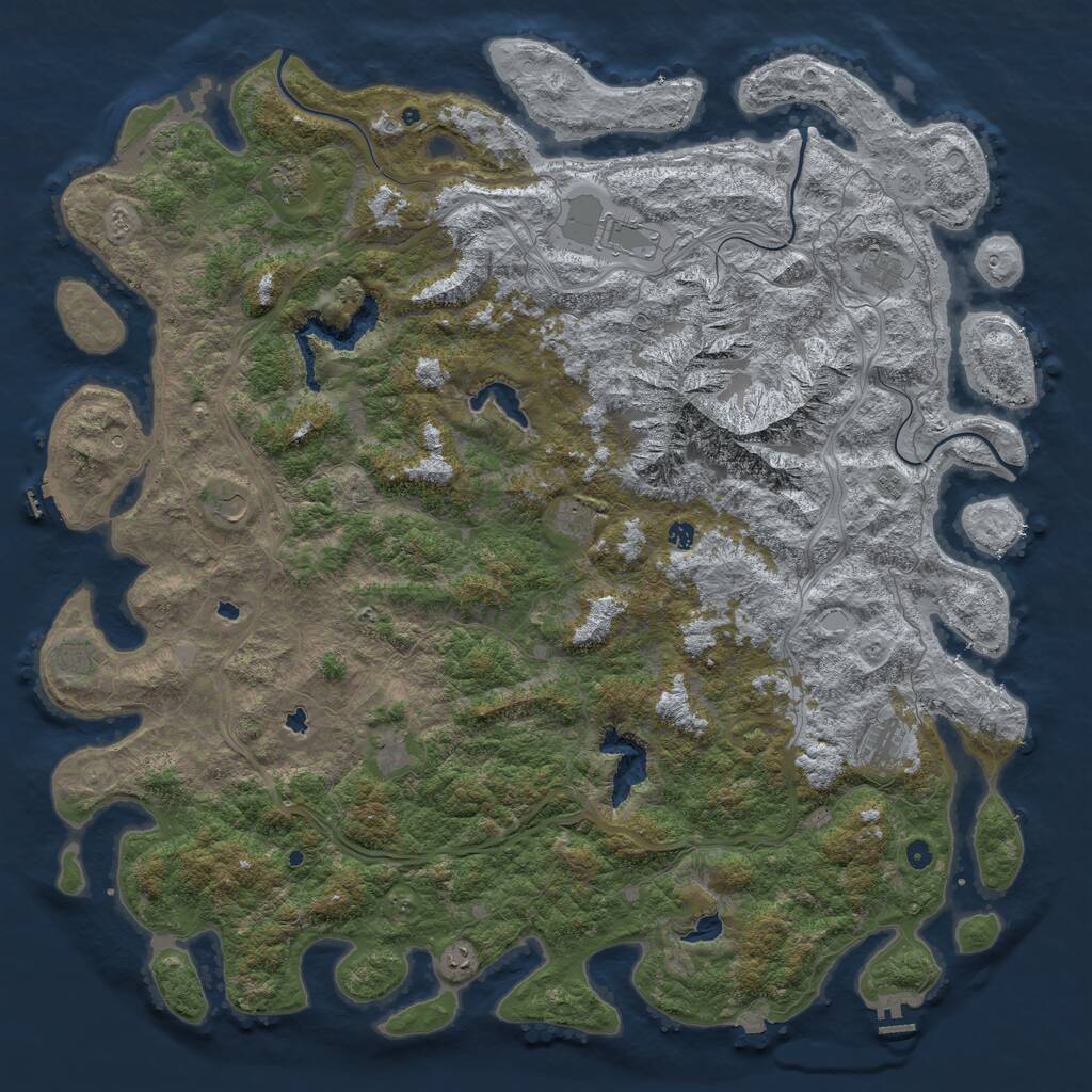Rust Map: Procedural Map, Size: 6000, Seed: 196, 17 Monuments