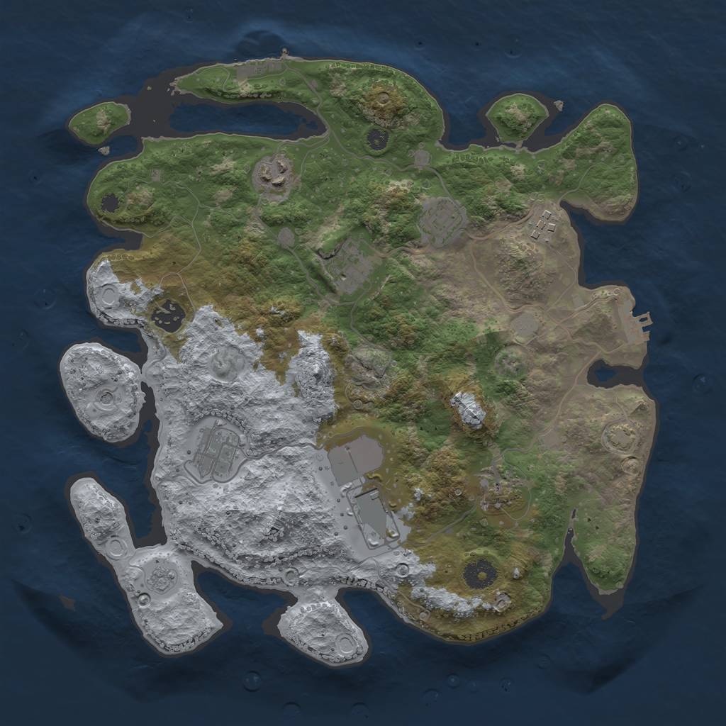 Rust Map: Procedural Map, Size: 3500, Seed: 9192, 16 Monuments