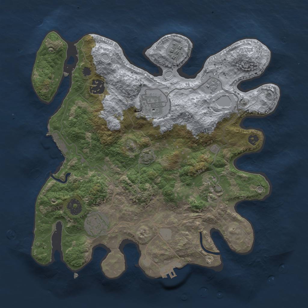Rust Map: Procedural Map, Size: 3000, Seed: 1102160483, 12 Monuments