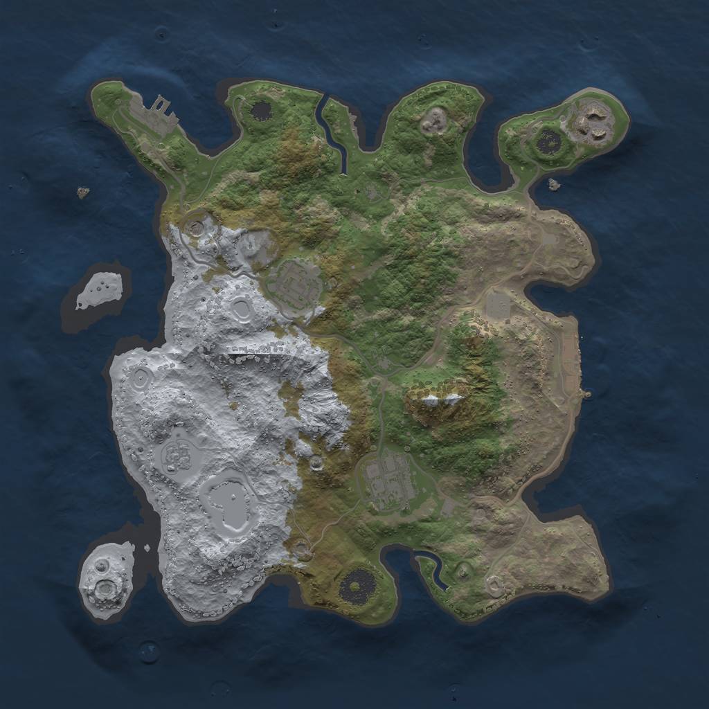 Rust Map: Procedural Map, Size: 3000, Seed: 13894, 10 Monuments