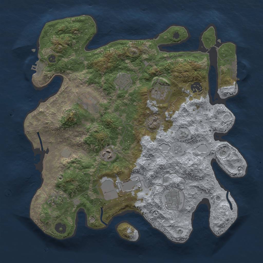 Rust Map: Procedural Map, Size: 3500, Seed: 1023908380, 15 Monuments
