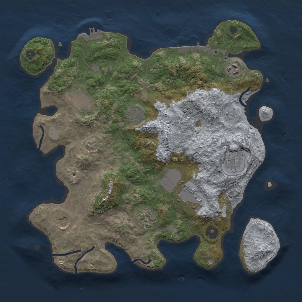 Rust Map: Procedural Map, Size: 3500, Seed: 897201264, 14 Monuments