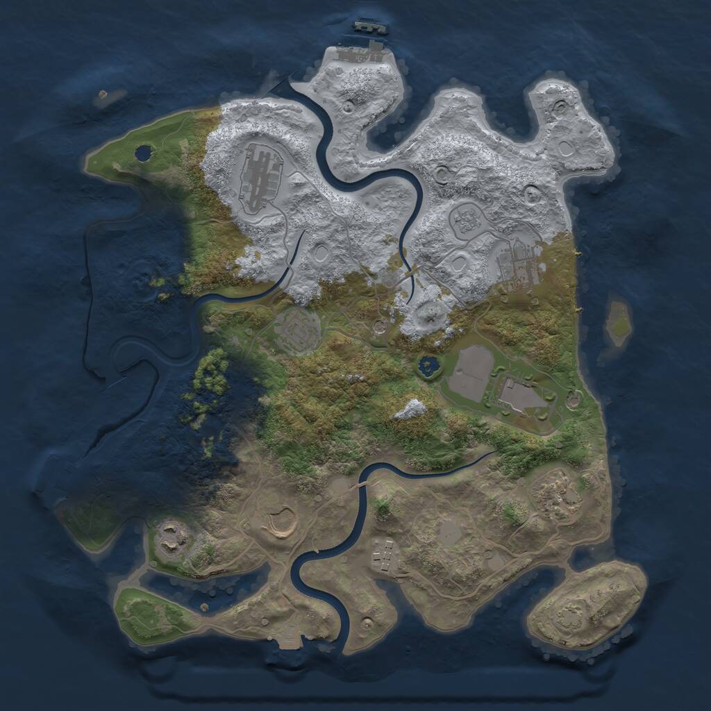 Rust Map: Procedural Map, Size: 3500, Seed: 7531835, 14 Monuments
