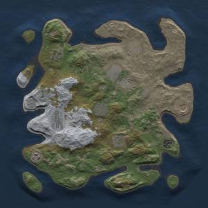 Thumbnail Rust Map: Barren, Size: 3500, Seed: 456489, 13 Monuments