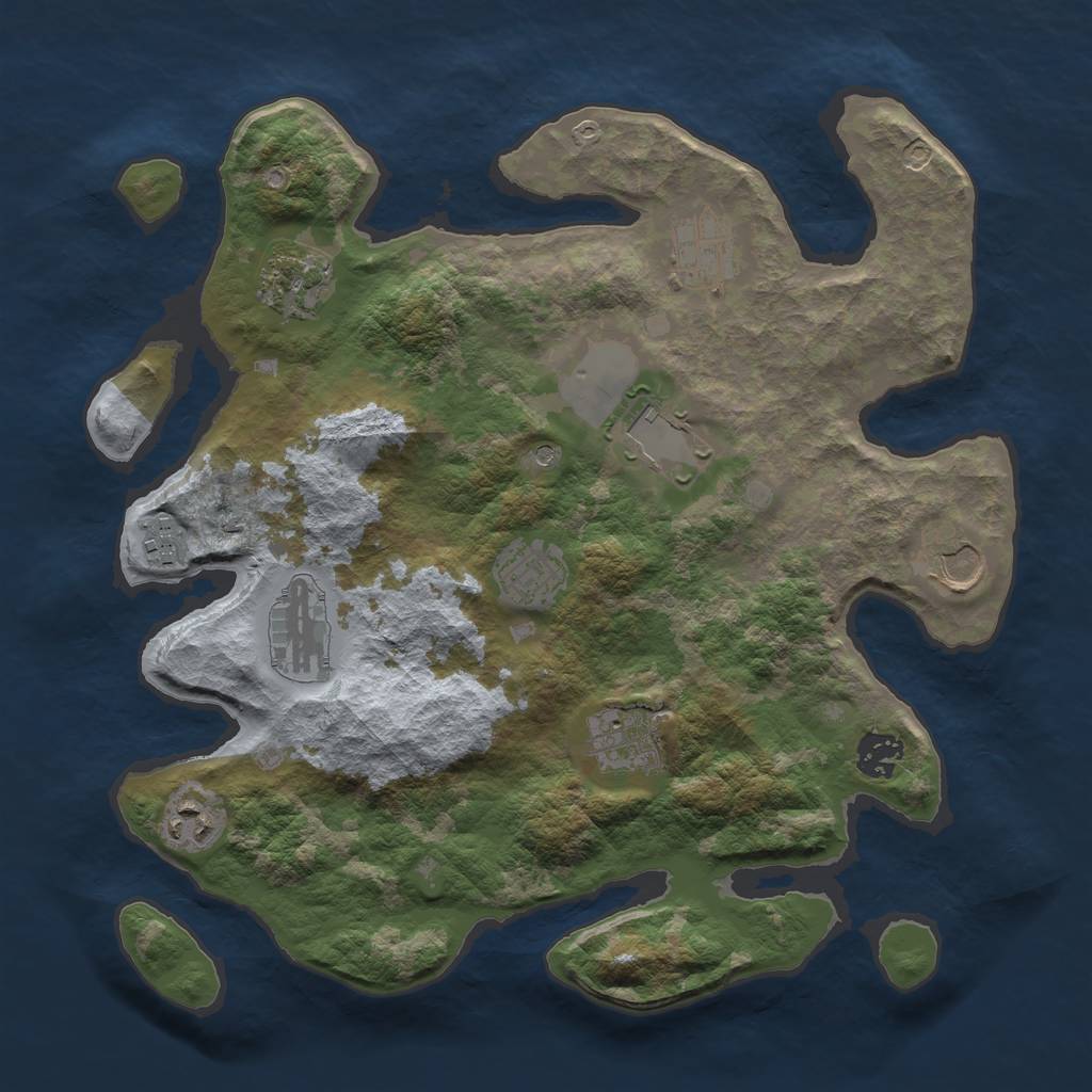 Rust Map: Barren, Size: 3500, Seed: 456489, 13 Monuments