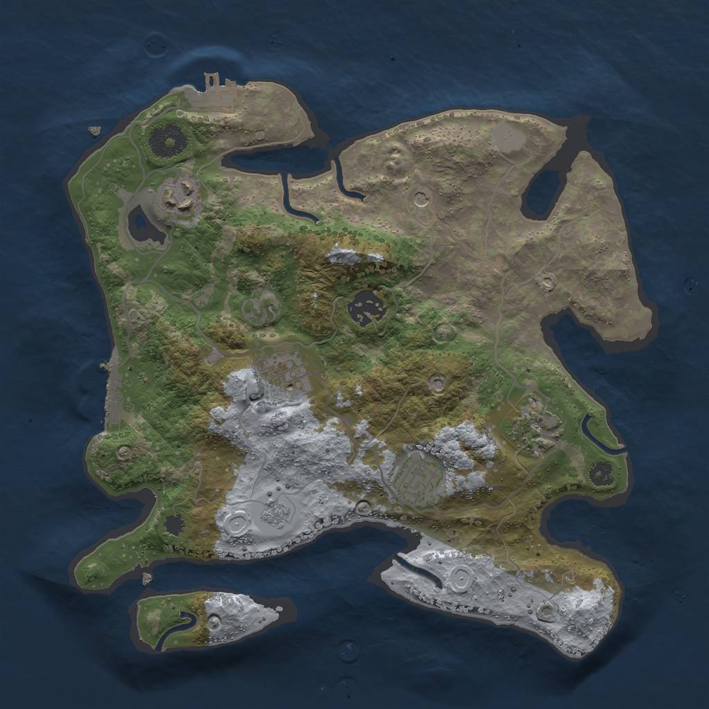 Rust Map: Procedural Map, Size: 3000, Seed: 2388, 12 Monuments