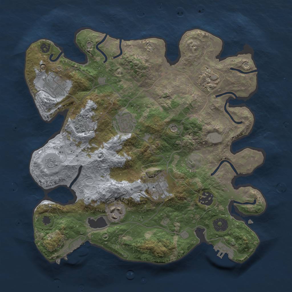 Rust Map: Procedural Map, Size: 3000, Seed: 110864333, 14 Monuments