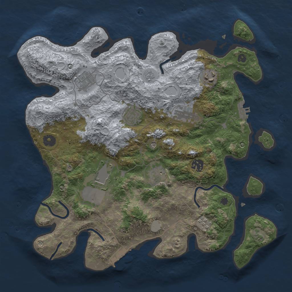 Rust Map: Procedural Map, Size: 3500, Seed: 81239475, 15 Monuments