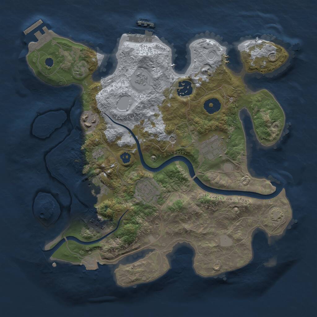 Rust Map: Procedural Map, Size: 3000, Seed: 1254001243, 12 Monuments