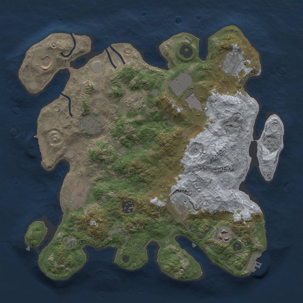 Rust Map: Procedural Map, Size: 3500, Seed: 1310217220, 17 Monuments