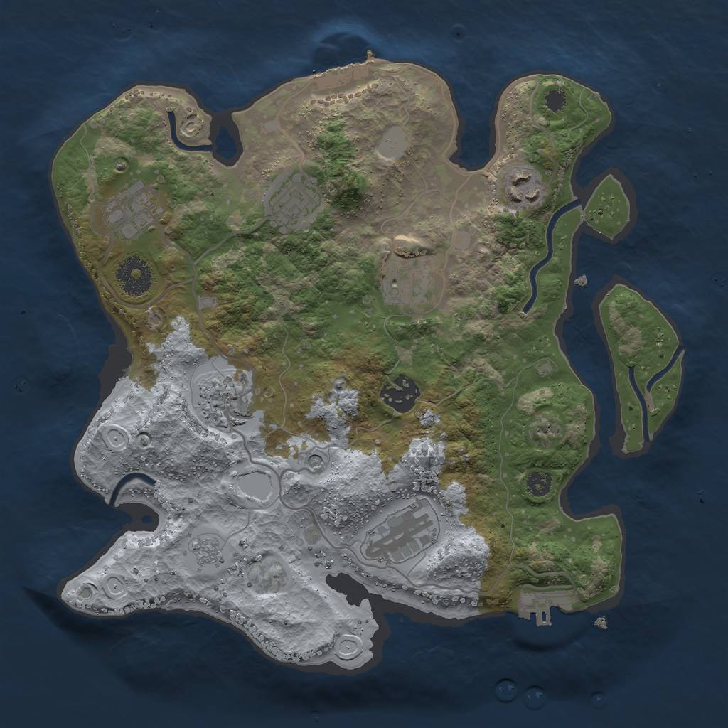 Rust Map: Procedural Map, Size: 3000, Seed: 9611, 14 Monuments