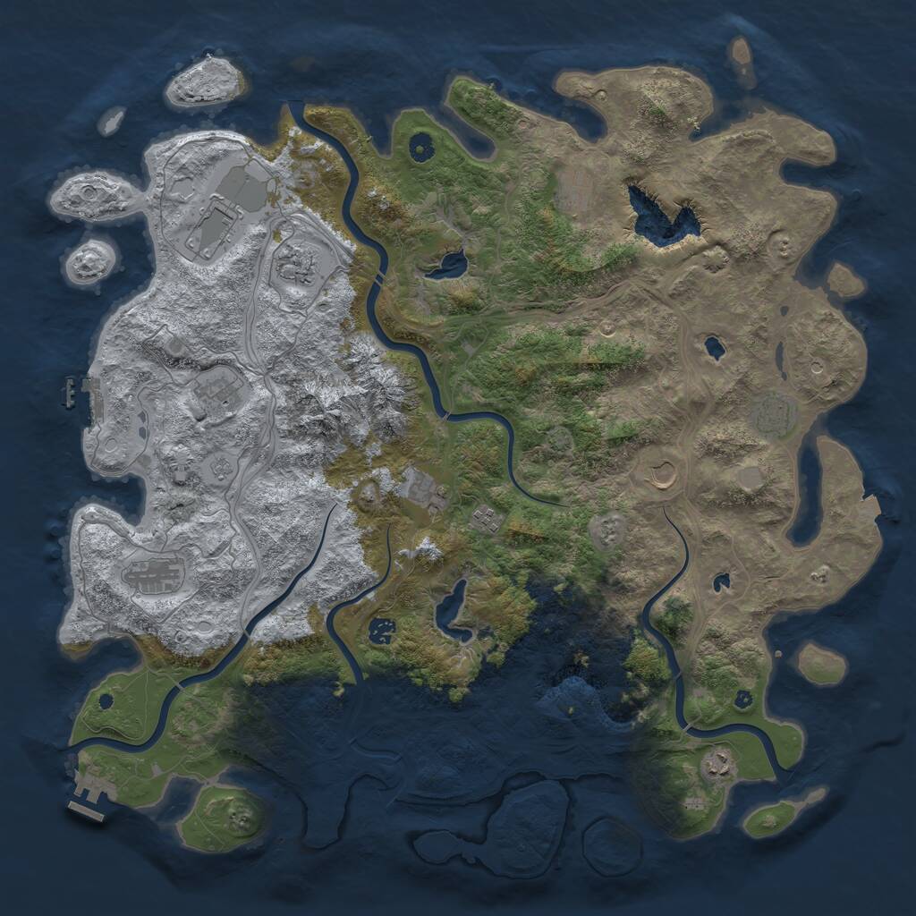 Rust Map: Procedural Map, Size: 5000, Seed: 72021, 17 Monuments