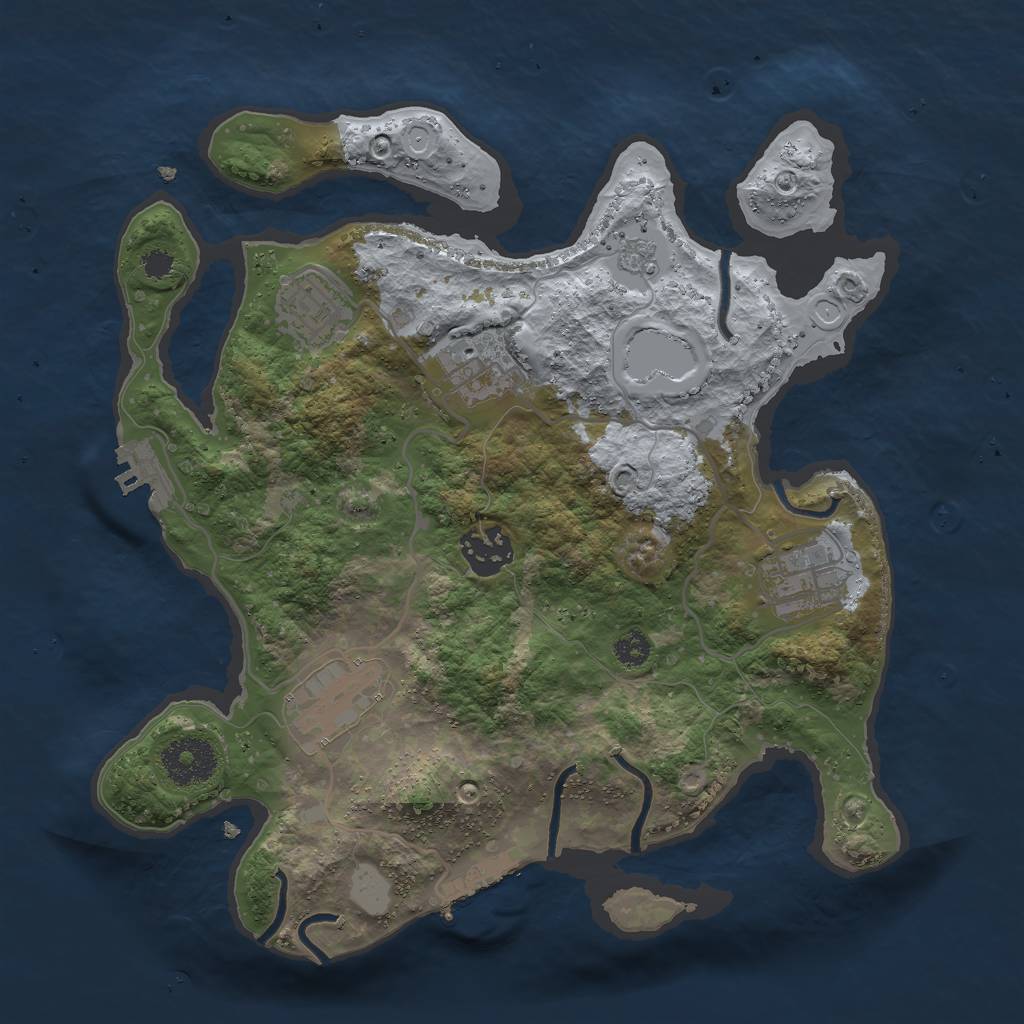 Rust Map: Procedural Map, Size: 3000, Seed: 1335710057, 11 Monuments