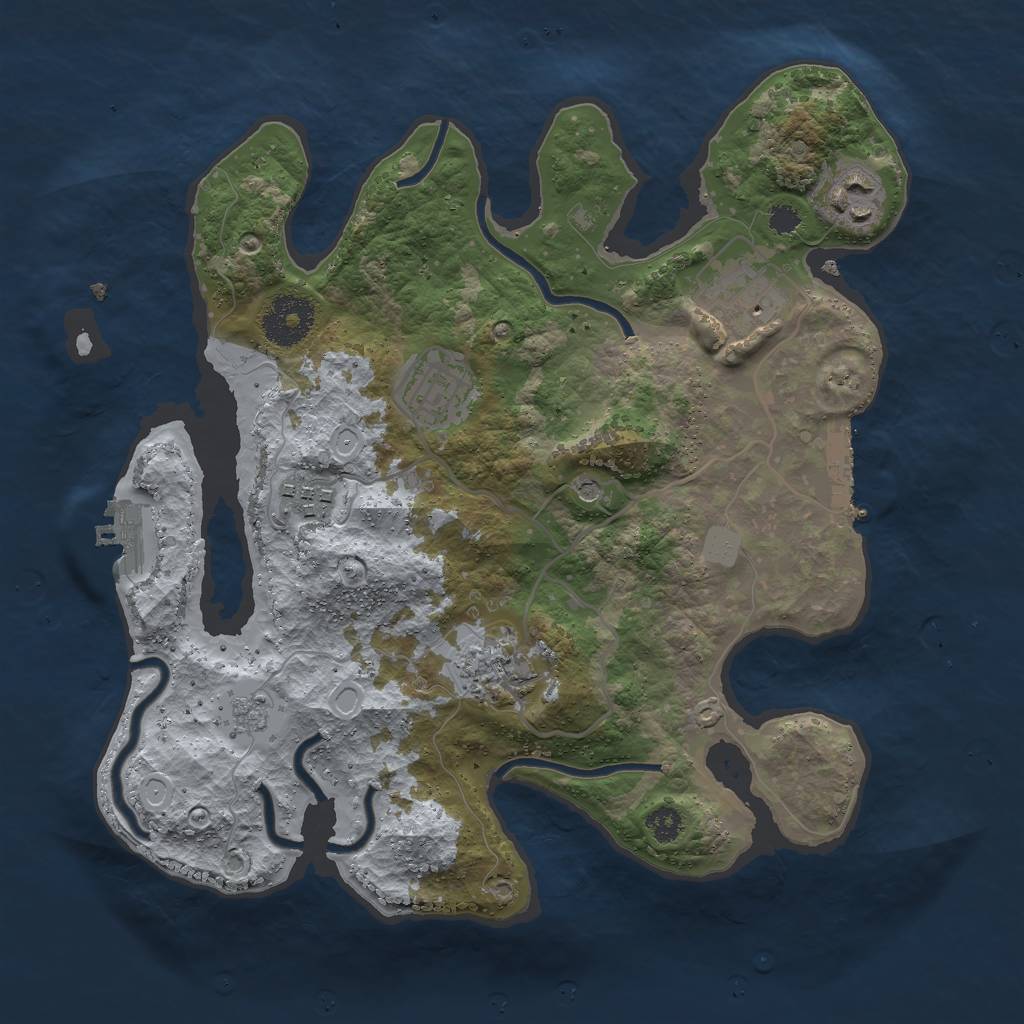 Rust Map: Procedural Map, Size: 3000, Seed: 6700, 12 Monuments