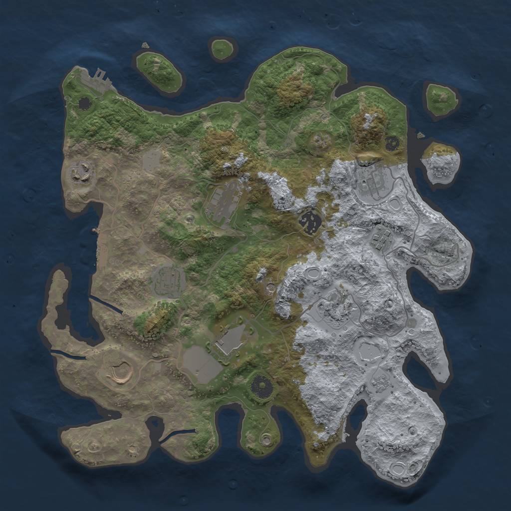 Rust Map: Procedural Map, Size: 3500, Seed: 2013548087, 16 Monuments