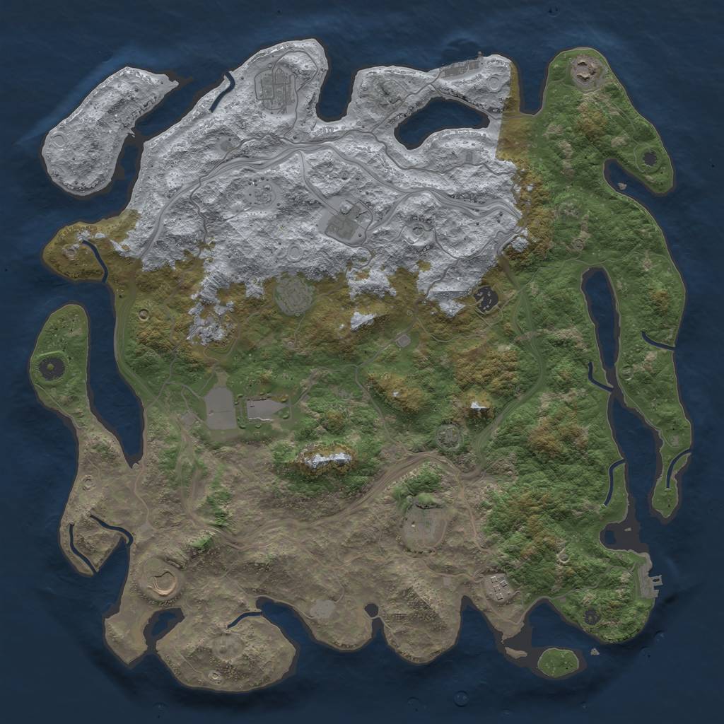 Rust Map: Procedural Map, Size: 4500, Seed: 2135818807, 18 Monuments