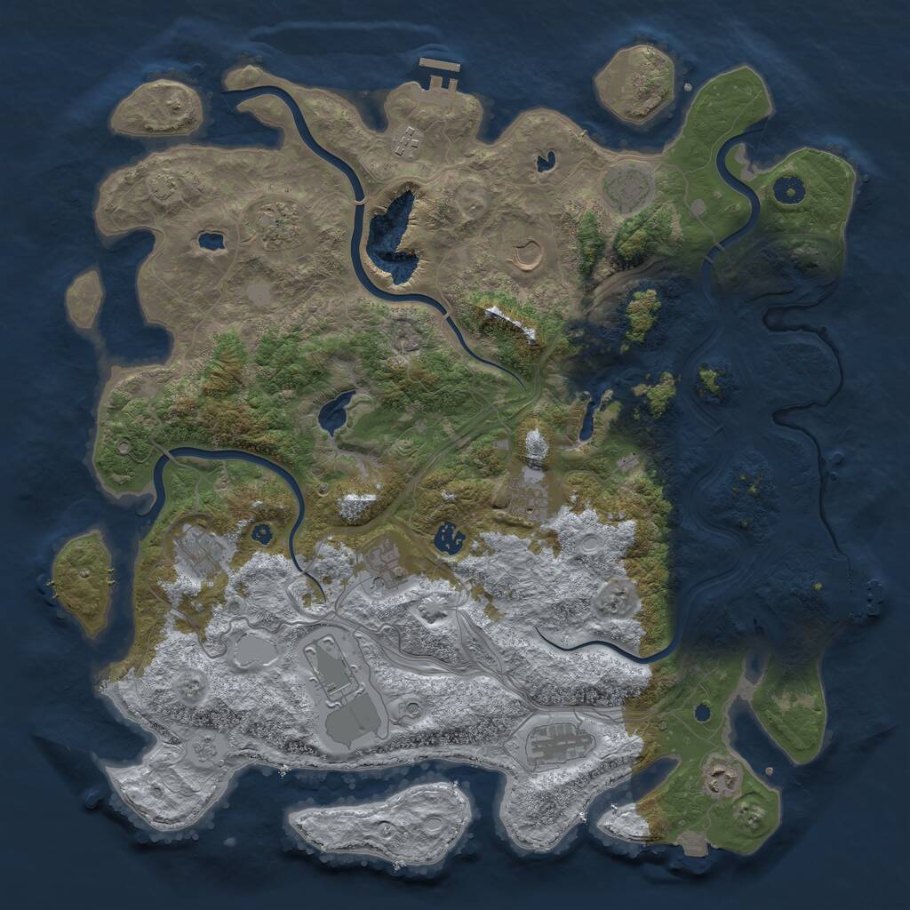Rust Map: Procedural Map, Size: 4500, Seed: 874654879, 17 Monuments