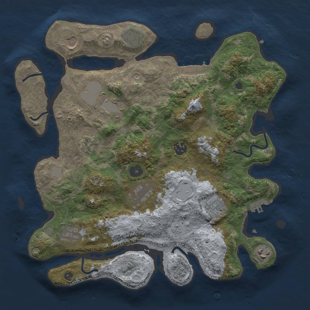 Rust Map: Procedural Map, Size: 3600, Seed: 20205, 17 Monuments