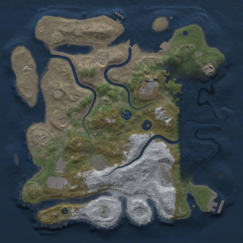 Rust Map: Procedural Map, Size: 3600, Seed: 20205, 14 Monuments