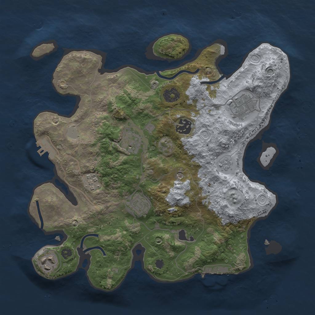 Rust Map: Procedural Map, Size: 3000, Seed: 2879, 13 Monuments