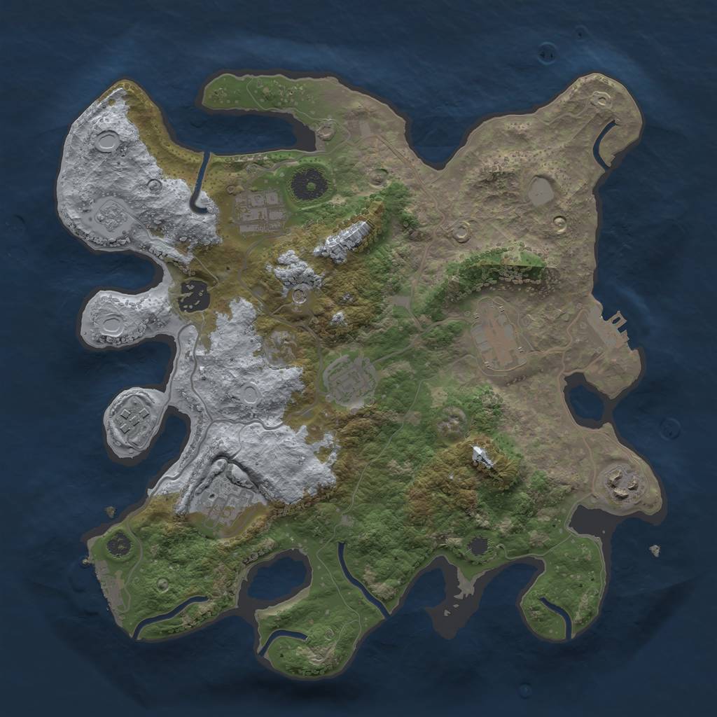 Rust Map: Procedural Map, Size: 3250, Seed: 765434, 14 Monuments