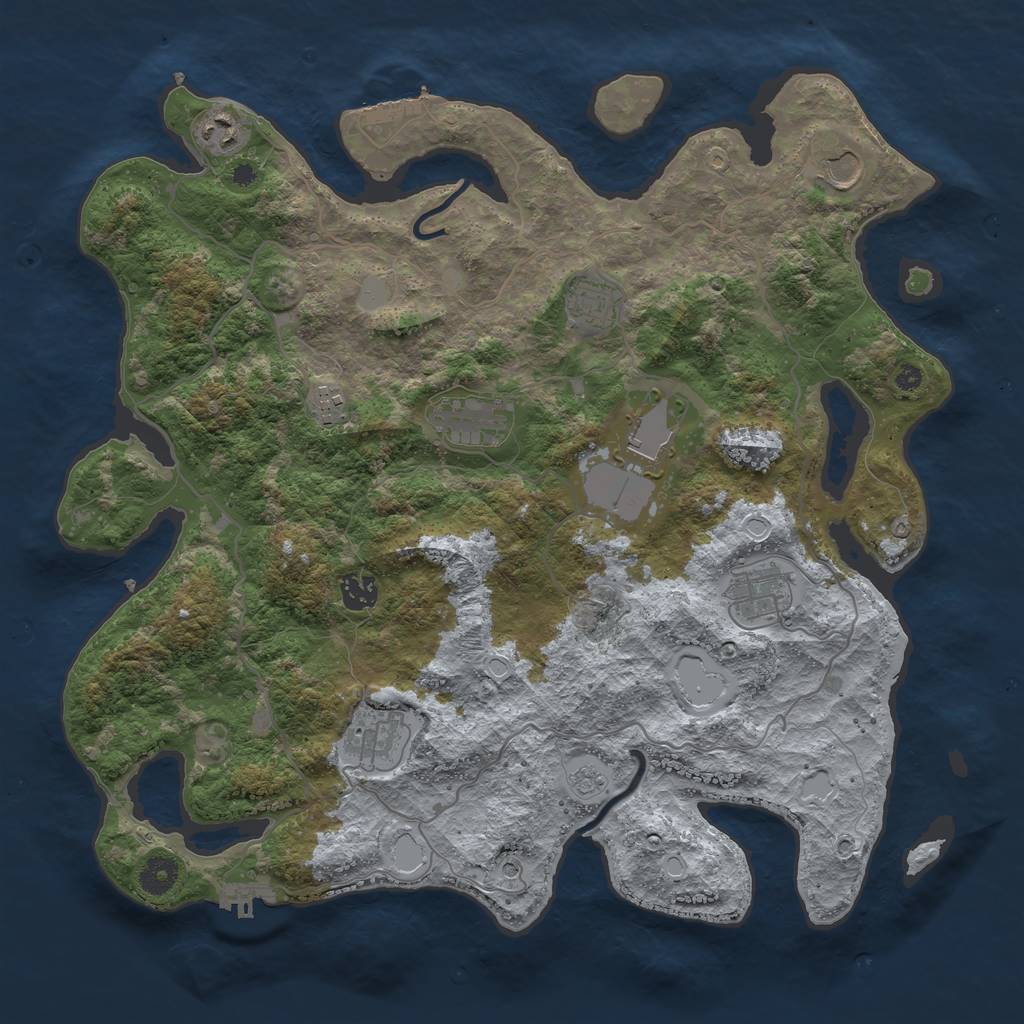Rust Map: Procedural Map, Size: 4000, Seed: 341432, 16 Monuments