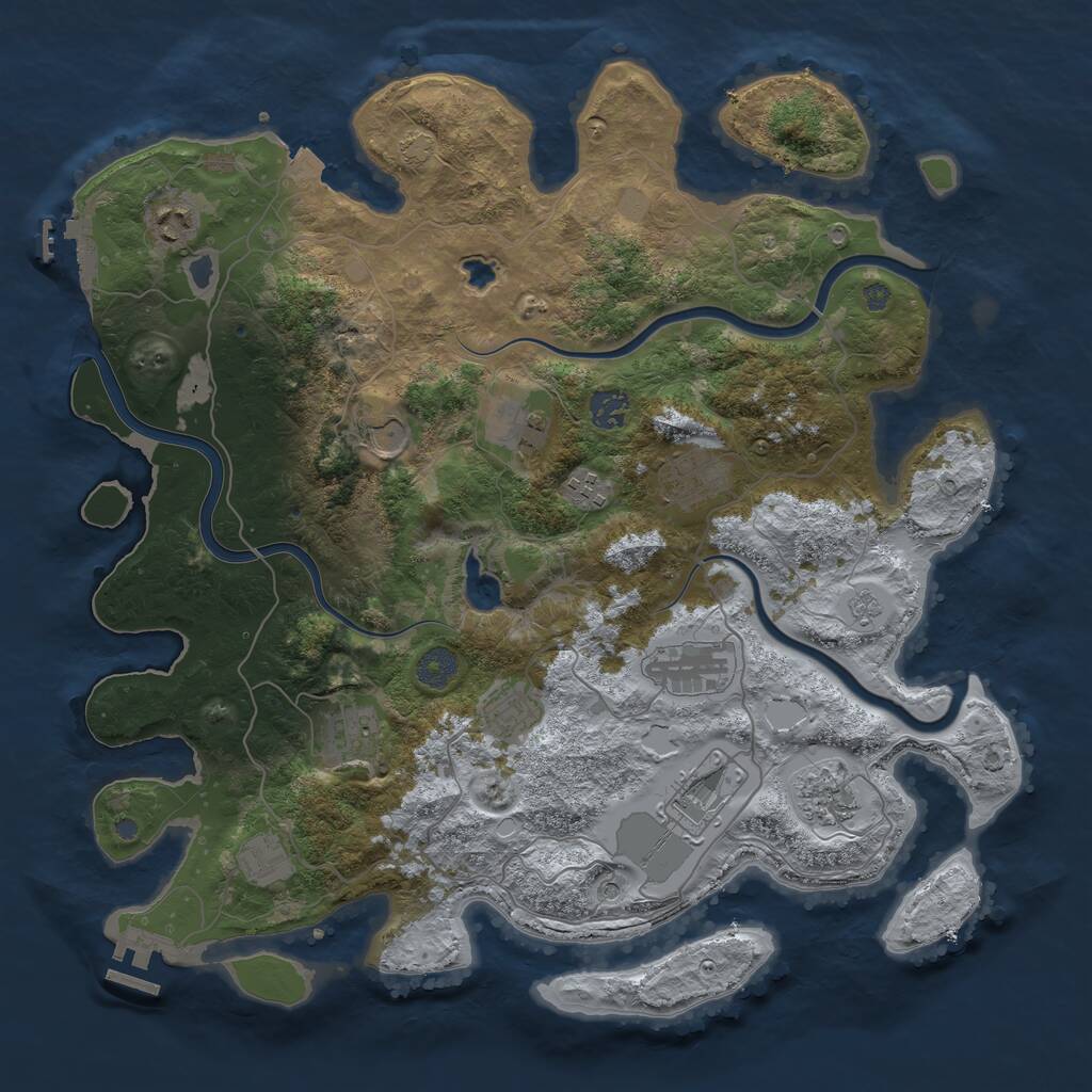 Rust Map: Procedural Map, Size: 4000, Seed: 807090338, 19 Monuments