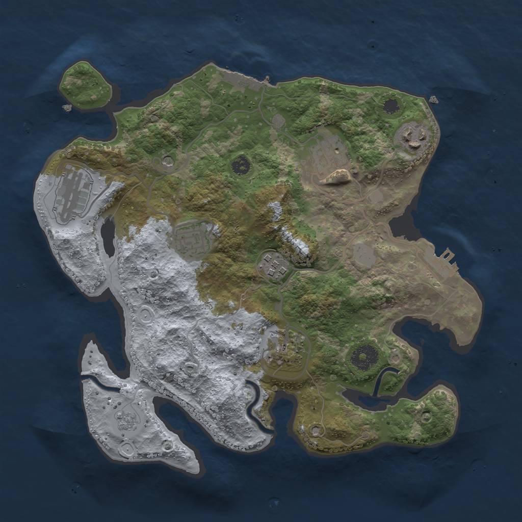 Rust Map: Procedural Map, Size: 3000, Seed: 14717, 13 Monuments