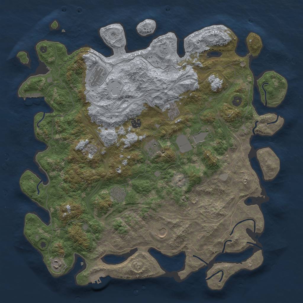 Rust Map: Procedural Map, Size: 4500, Seed: 70202, 16 Monuments