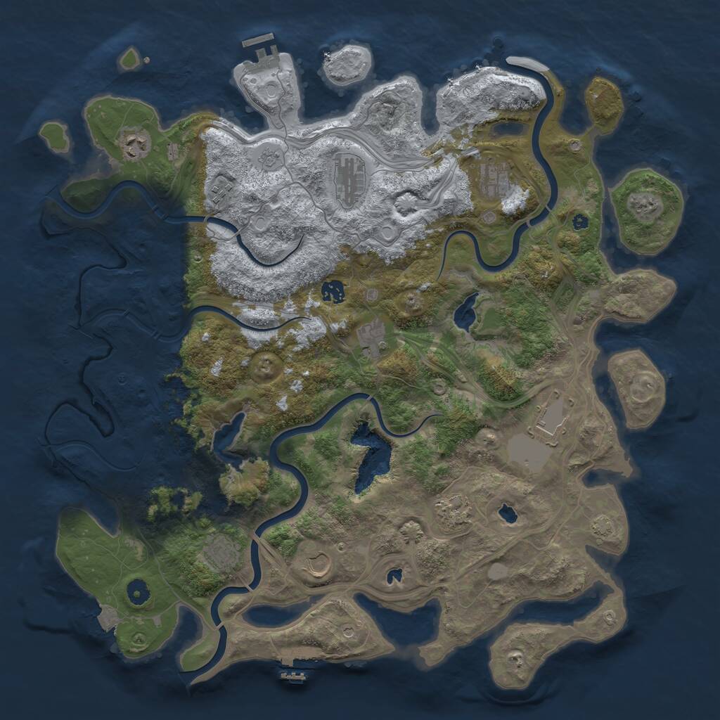 Rust Map: Procedural Map, Size: 4500, Seed: 70202, 16 Monuments