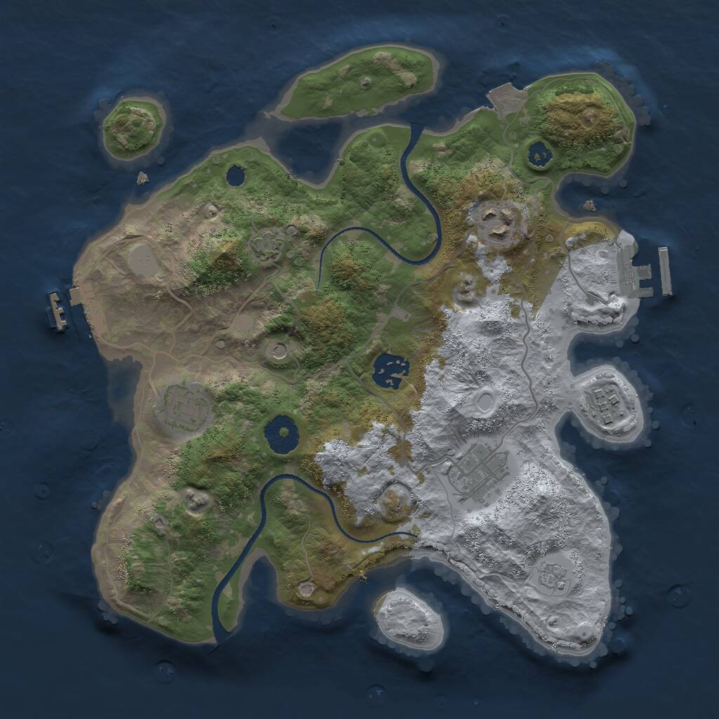 Rust Map: Procedural Map, Size: 3000, Seed: 1023908380, 11 Monuments