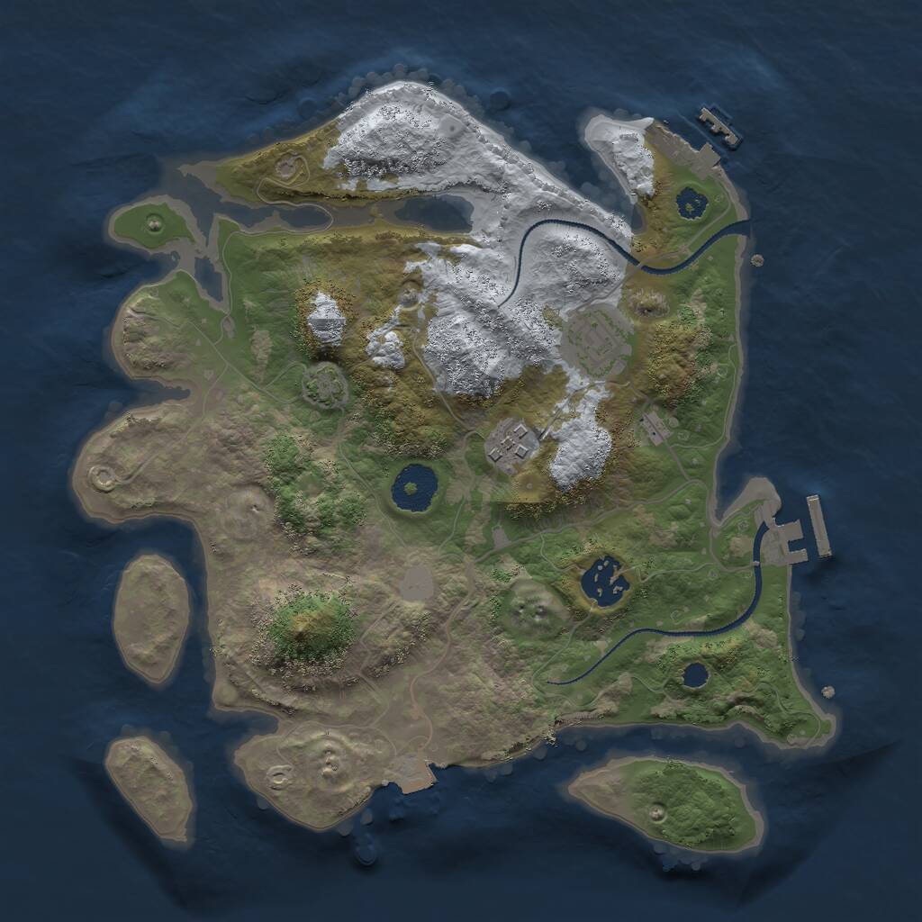 Rust Map: Procedural Map, Size: 3000, Seed: 30622, 7 Monuments