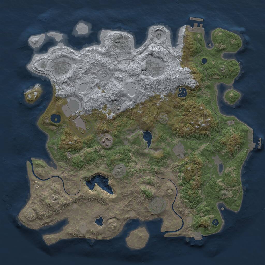 Rust Map: Procedural Map, Size: 4000, Seed: 1165961459, 14 Monuments