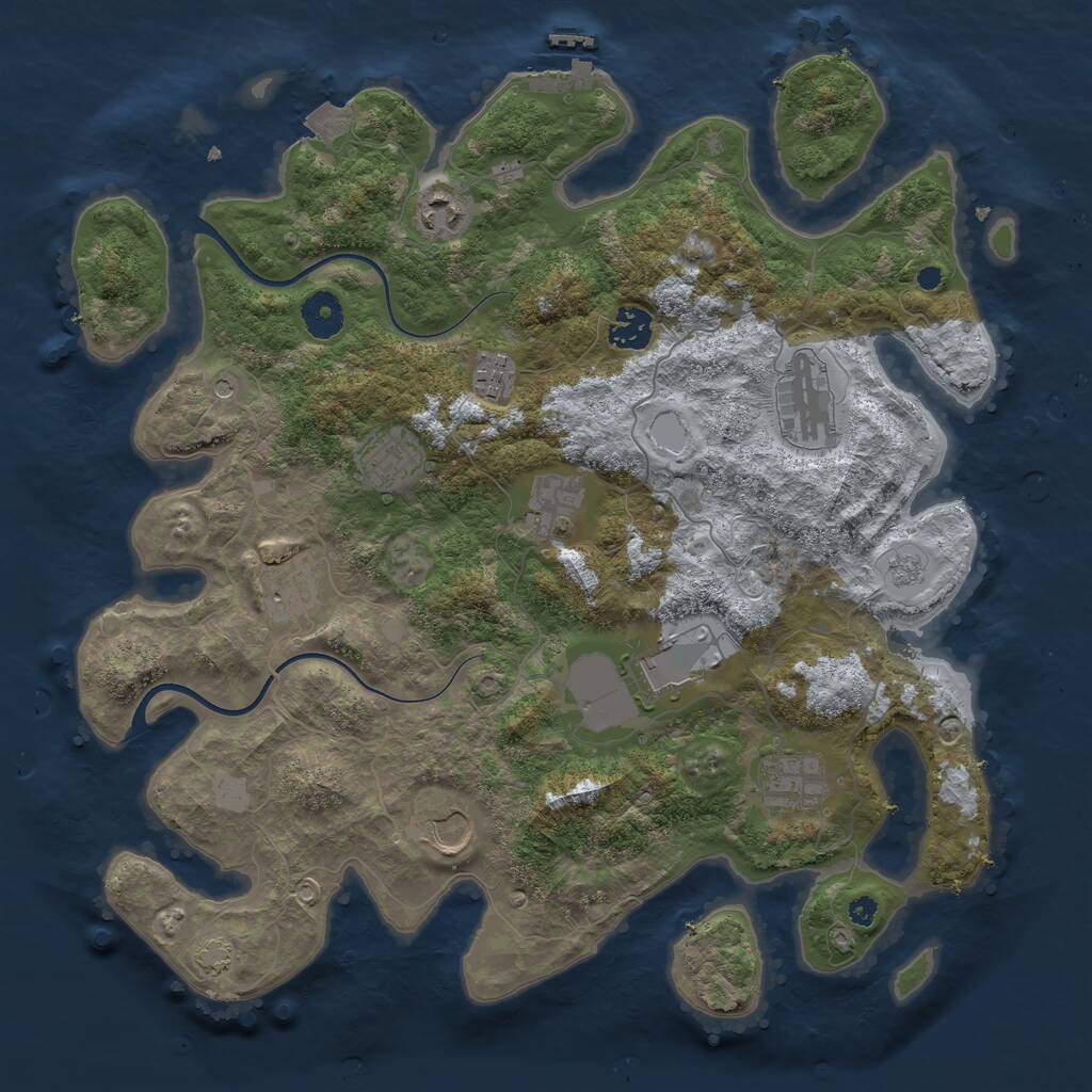 Rust Map: Procedural Map, Size: 3750, Seed: 1267993634, 15 Monuments