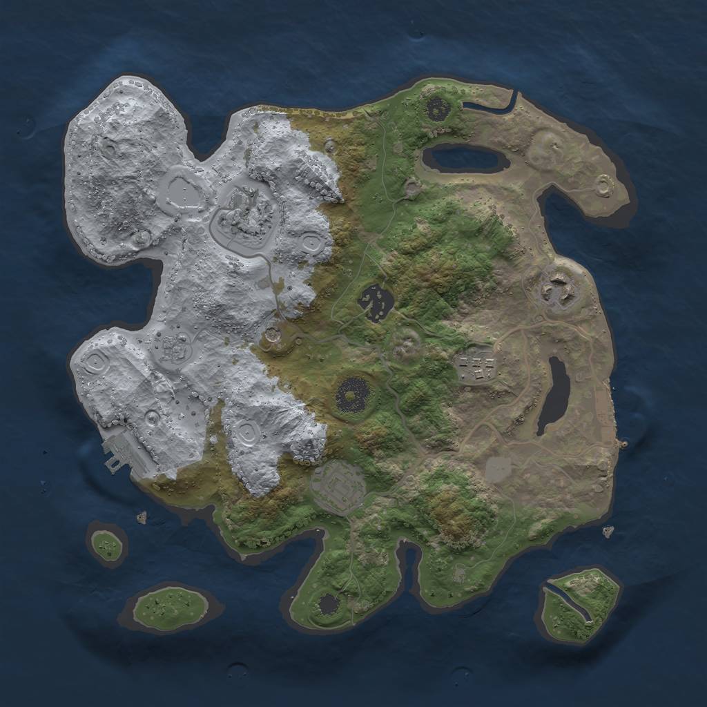 Rust Map: Procedural Map, Size: 3000, Seed: 1023, 12 Monuments