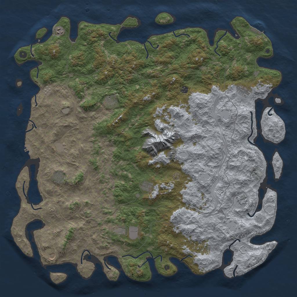 Rust Map: Procedural Map, Size: 6000, Seed: 2122689280, 18 Monuments