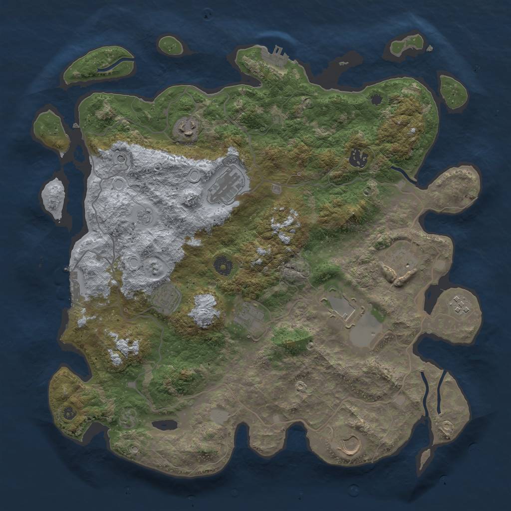 Rust Map: Procedural Map, Size: 4000, Seed: 949499133, 16 Monuments