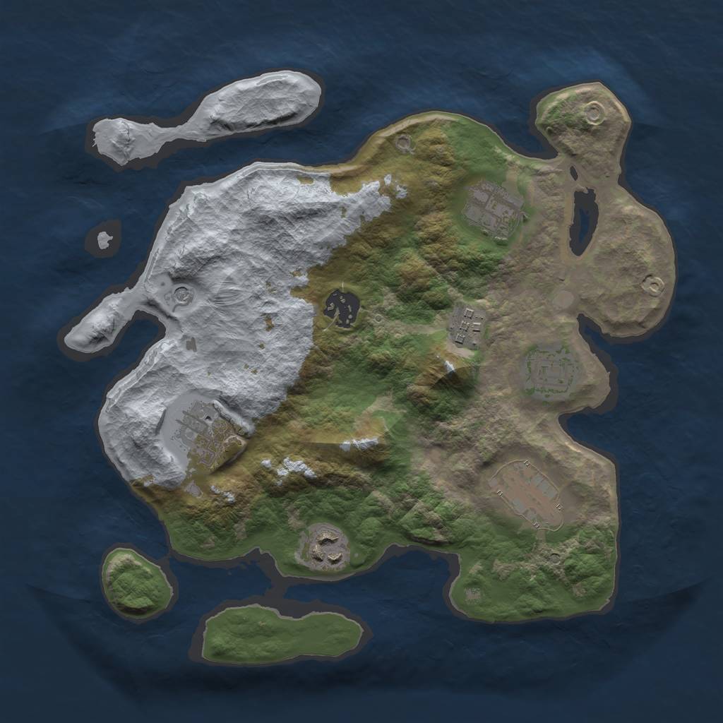 Rust Map: Barren, Size: 3000, Seed: 1104814330, 10 Monuments