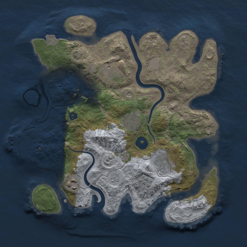 Rust Map: Procedural Map, Size: 3000, Seed: 14529, 10 Monuments