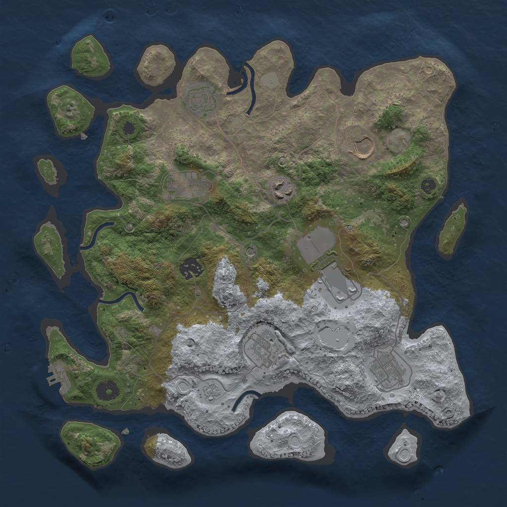 Rust Map: Procedural Map, Size: 3500, Seed: 685104835, 14 Monuments