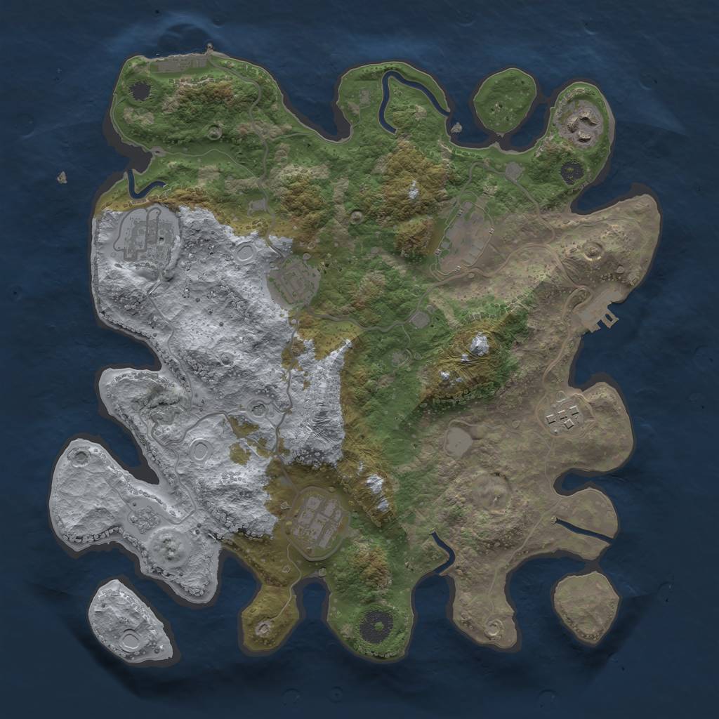 Rust Map: Procedural Map, Size: 3250, Seed: 1289301574, 13 Monuments