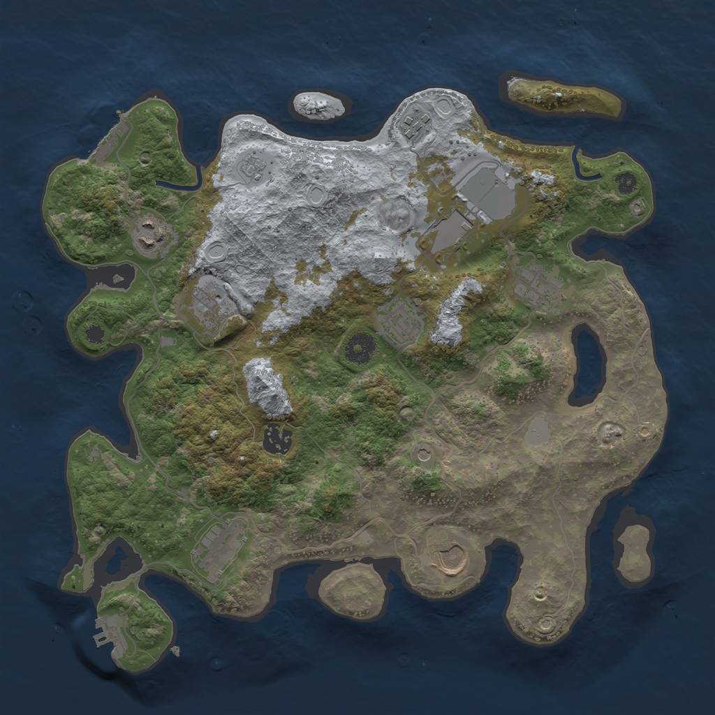 Rust Map: Procedural Map, Size: 3500, Seed: 1385110973, 16 Monuments
