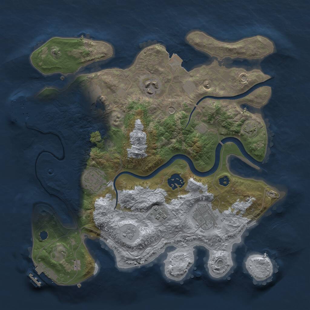 Rust Map: Procedural Map, Size: 3000, Seed: 1459505815, 12 Monuments