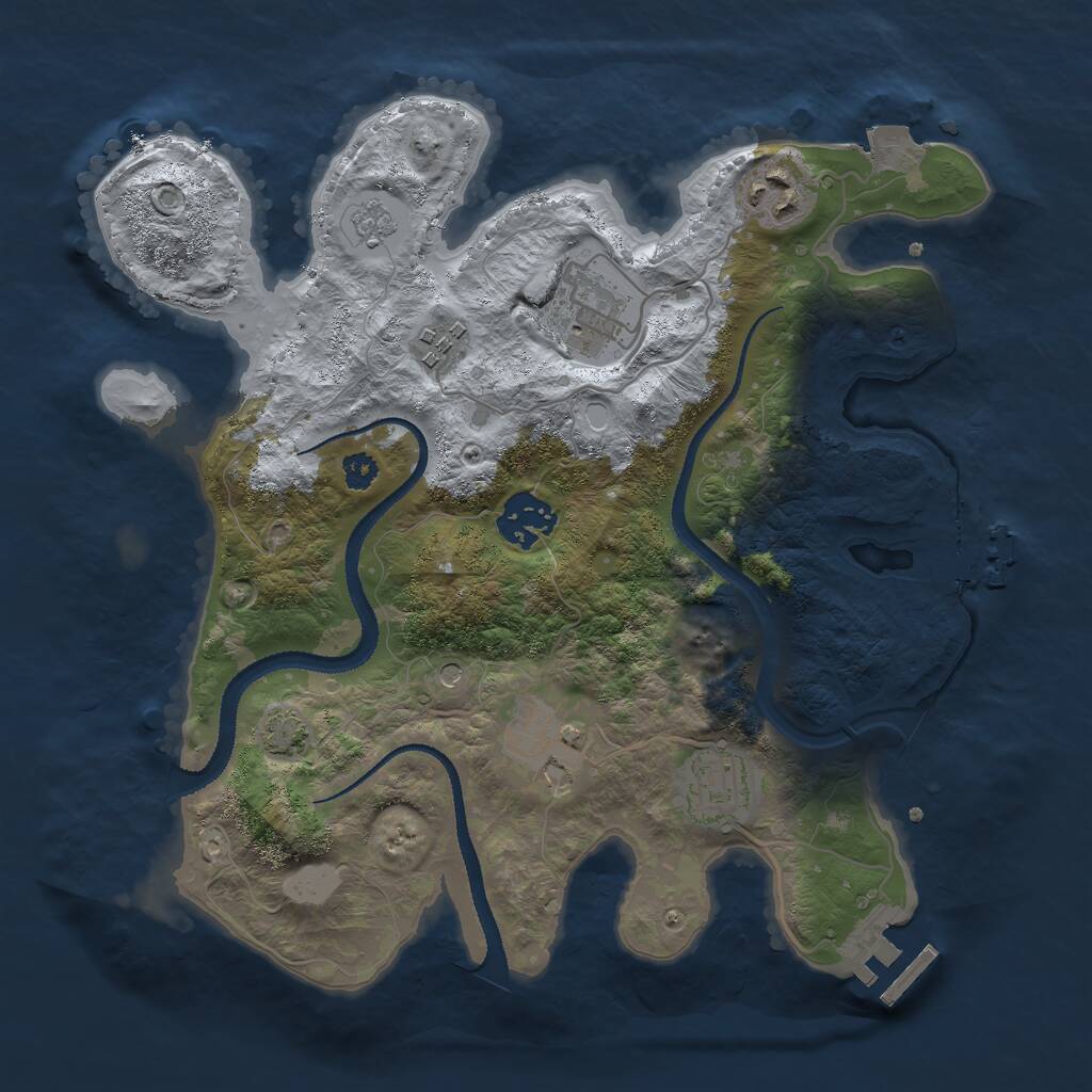 Rust Map: Procedural Map, Size: 3000, Seed: 73773, 12 Monuments