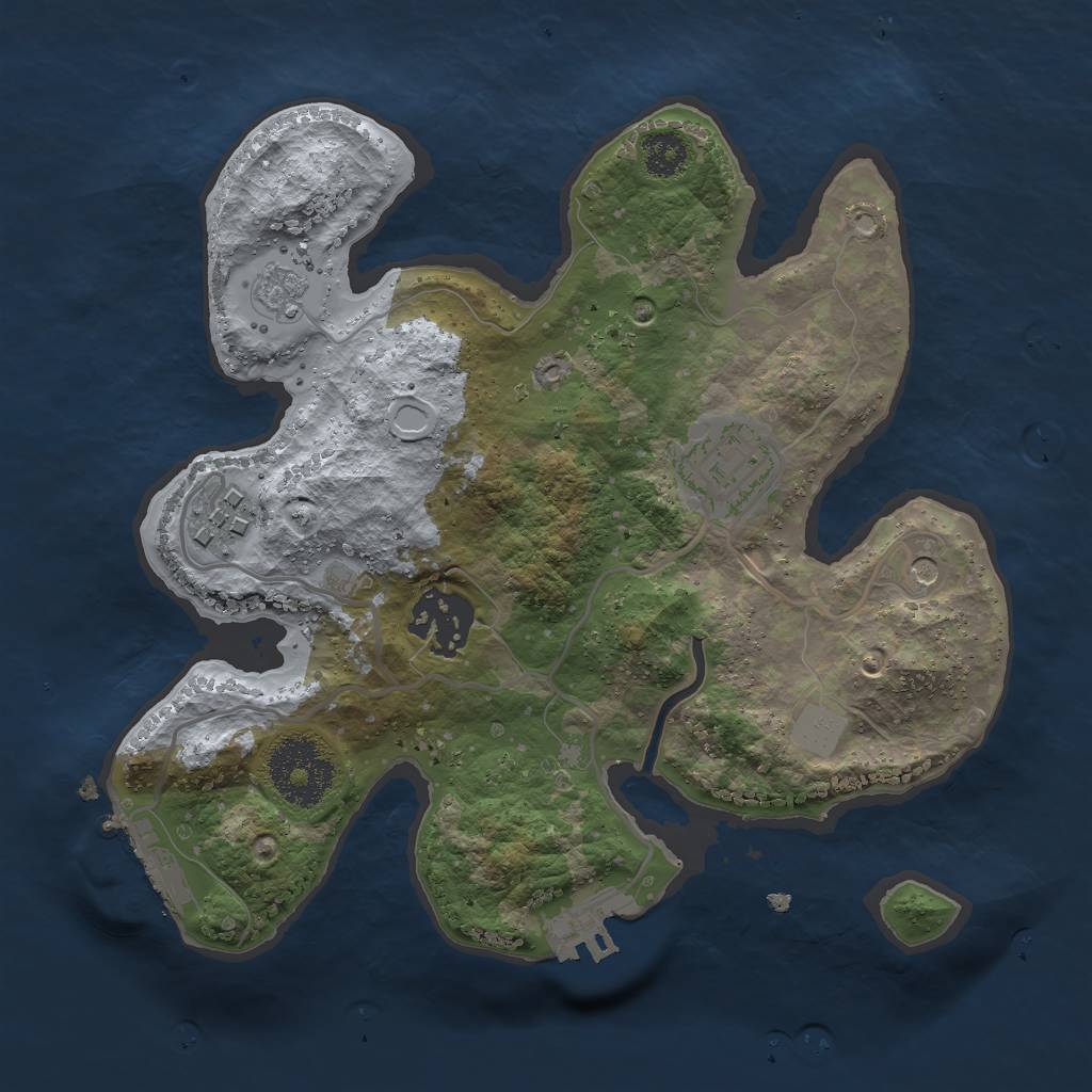 Rust Map: Procedural Map, Size: 2500, Seed: 2143633, 10 Monuments